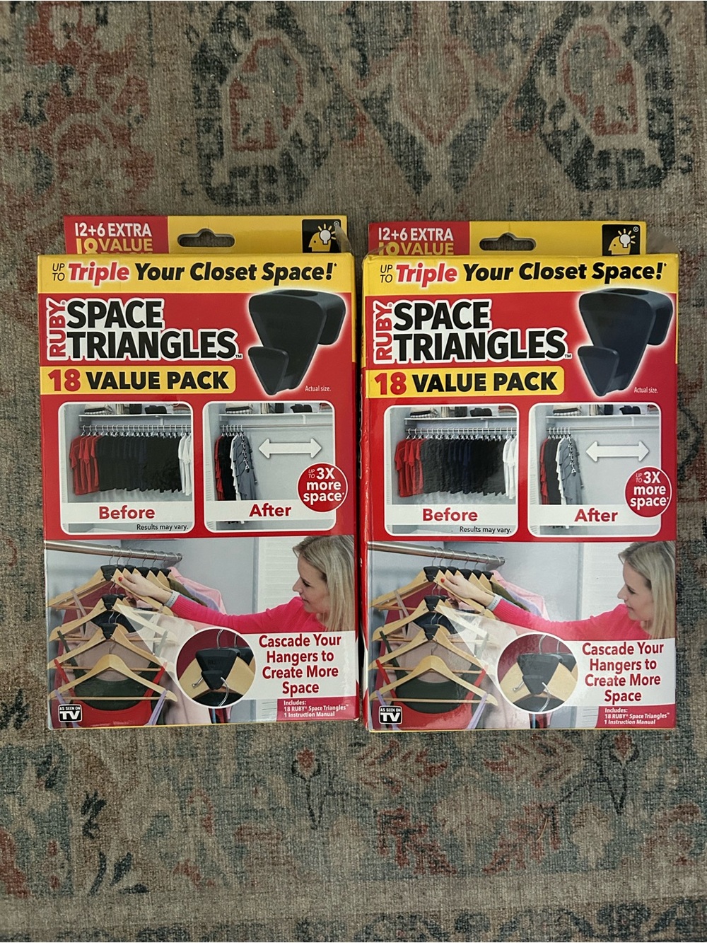2 Boxes of Space Saving Triangles 18-Pack Spacers - Black